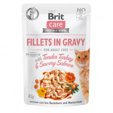 Brit Care Cat pouch 85g филе в соусе нежная индейка и пикантный лосось