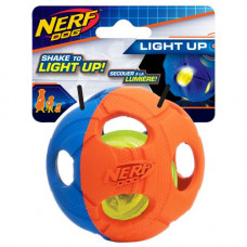 Игрушка NERF LED BASH мячик светящийся синий/оранжевый средний для собак